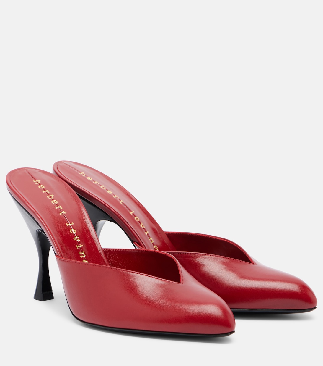 Sitting Pretty Leather Mules in Red - Herbert Levine