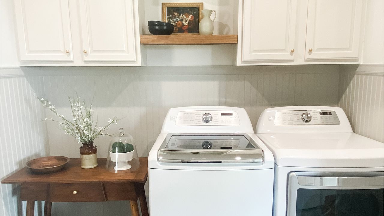 Beadboard installed in a laundry room