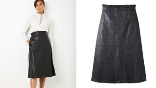 Wyse London Lateisha Black Leather Skirt