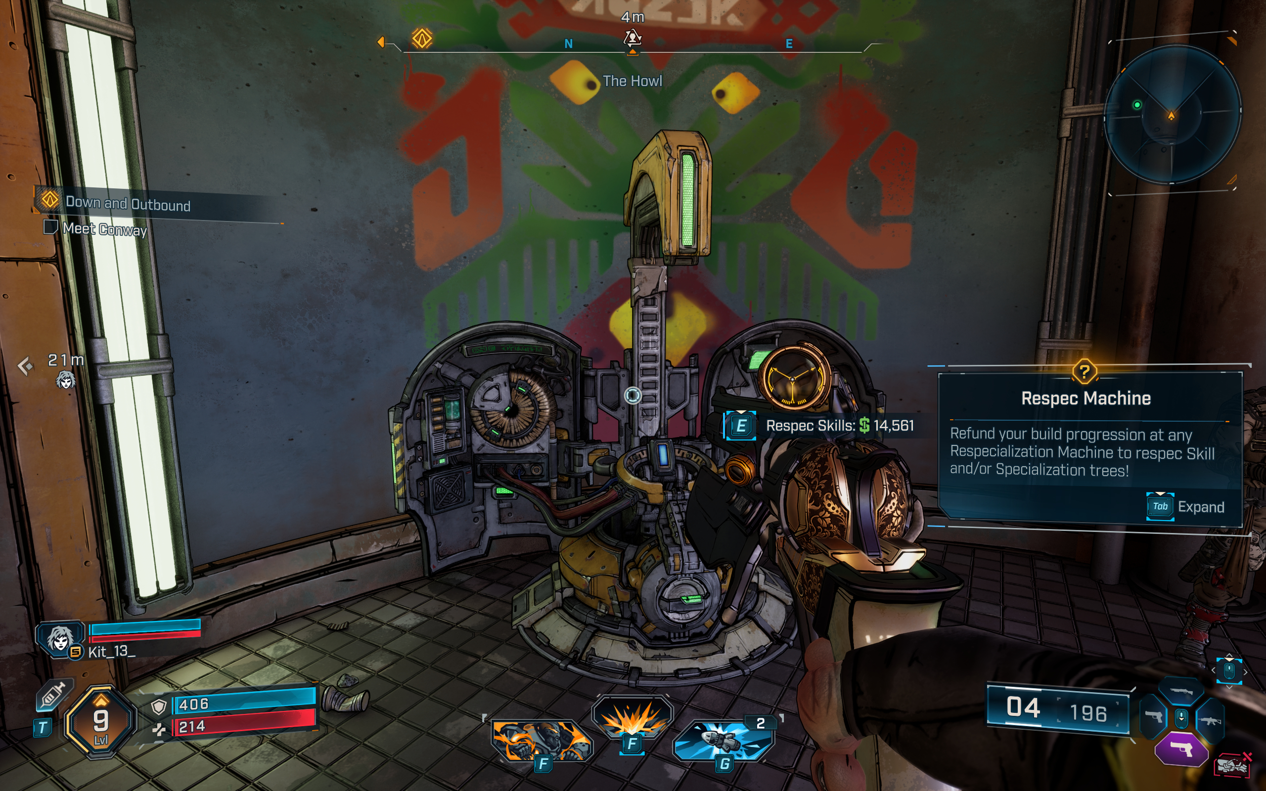 Borderlands 4 respec: The Respec Machine inside the main building at The Launchpad.