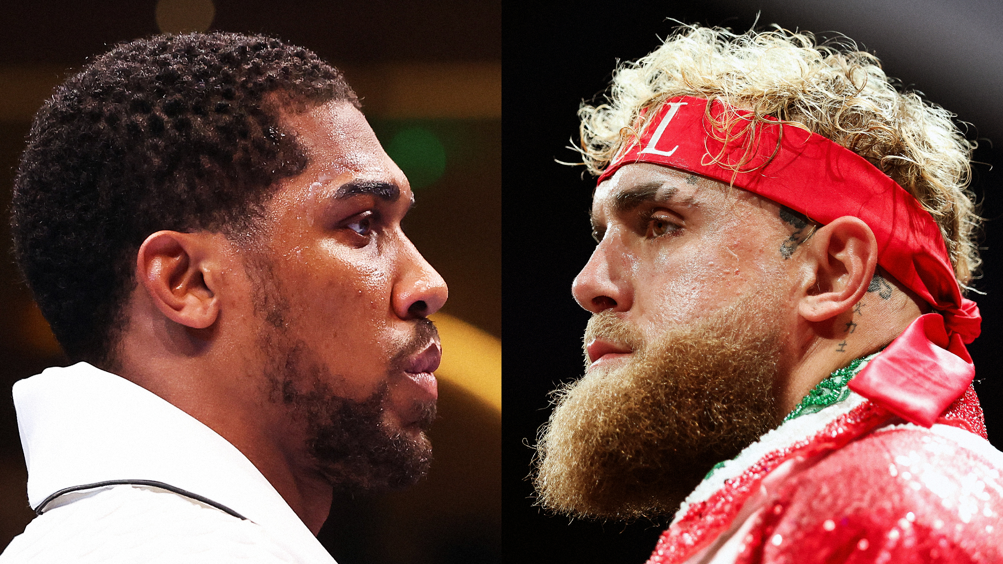 Photo composite of boxers Anthony Joshua and Jake Paul