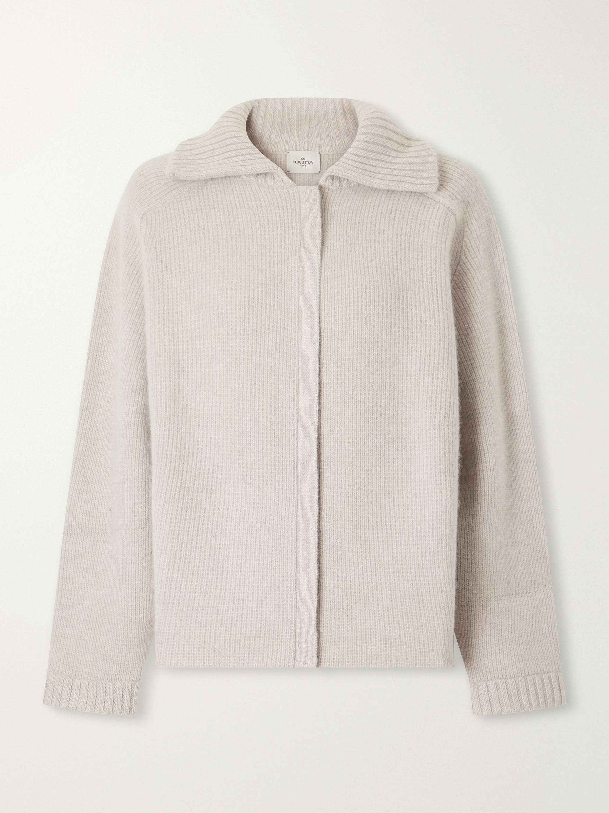 Ribbed Cashmere Zip-Up Cardigan