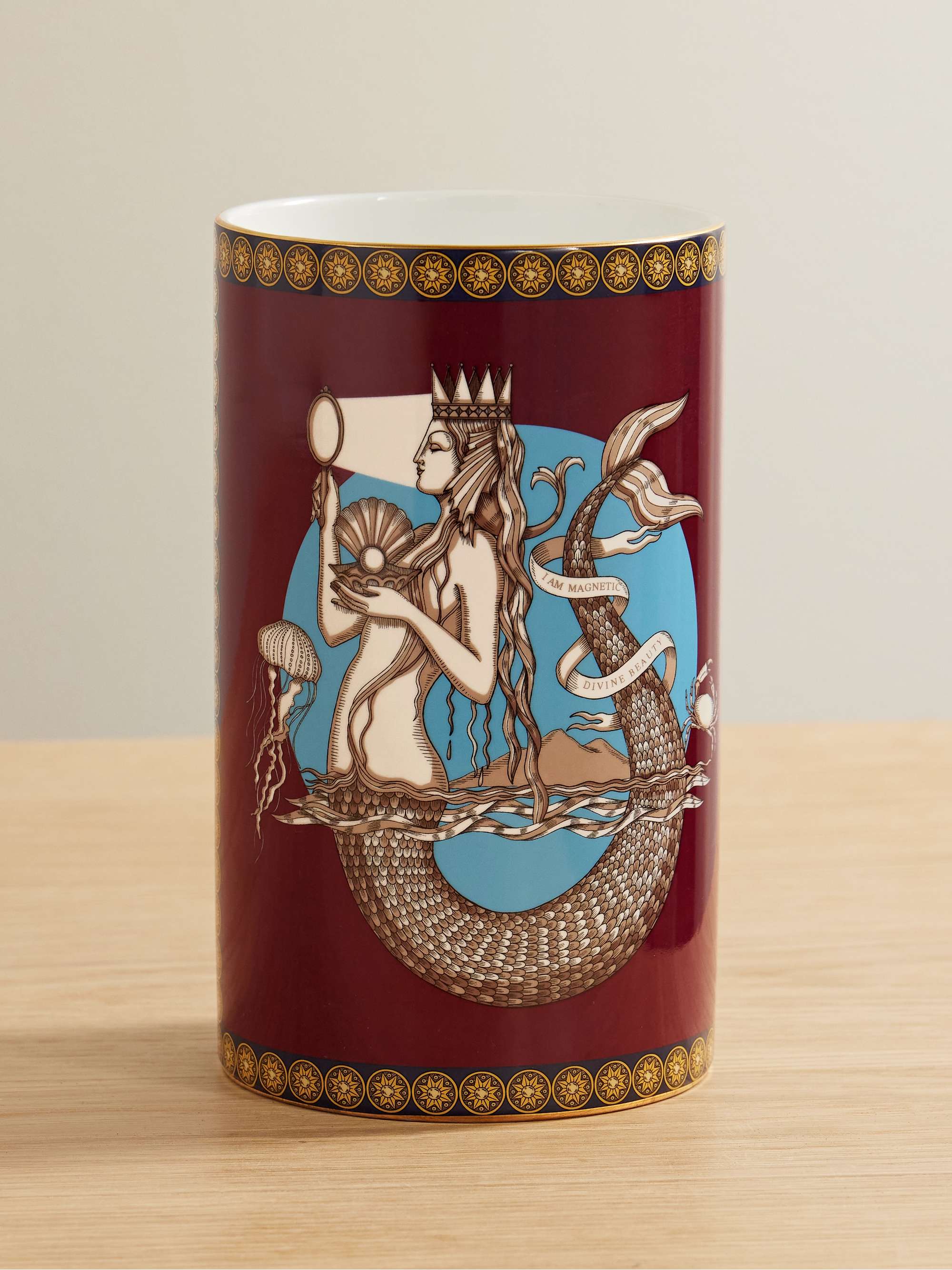 Small Pillar Gold-Plated Porcelain Vase