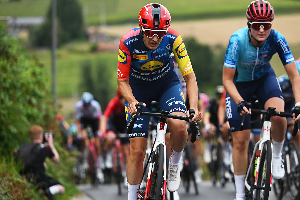 ZOTTEGEM, BELGIUM - AUGUST 18: Lucinda Brand of Netherlands and Team Lidl - Trek competes during the 4th Egmont Cycling Race - Women Elite 2026 a 130.2km one day race from Zottegem to Zottegem on August 18, 2026 in Zottegem, Belgium. (Photo by Luc Claessen/Getty Images)