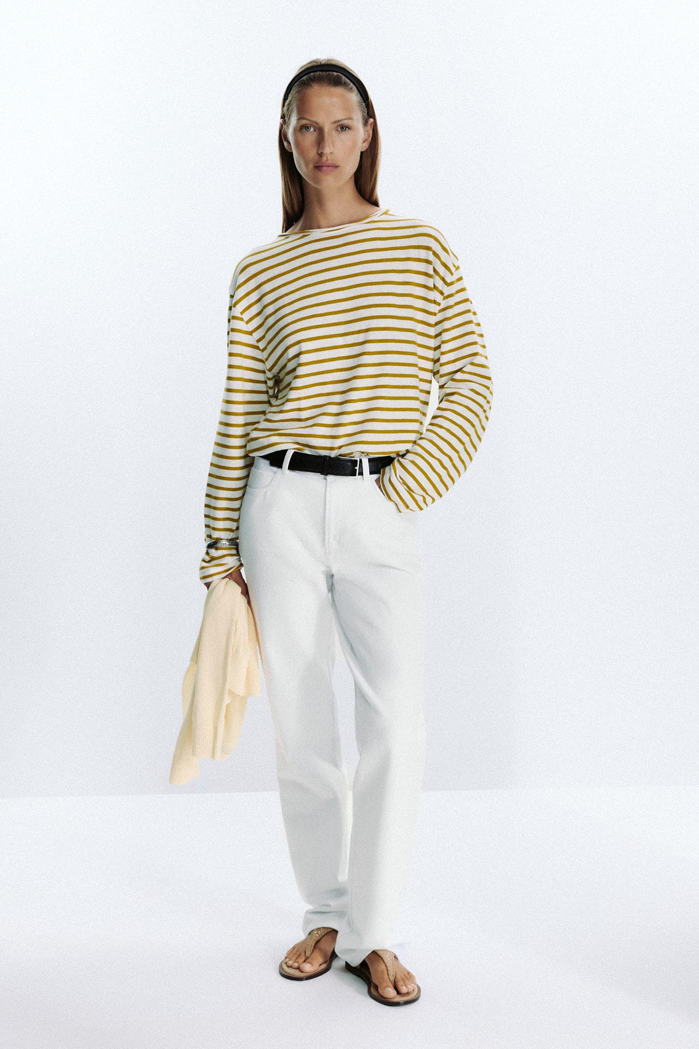 Slub Striped Cotton T-Shirt