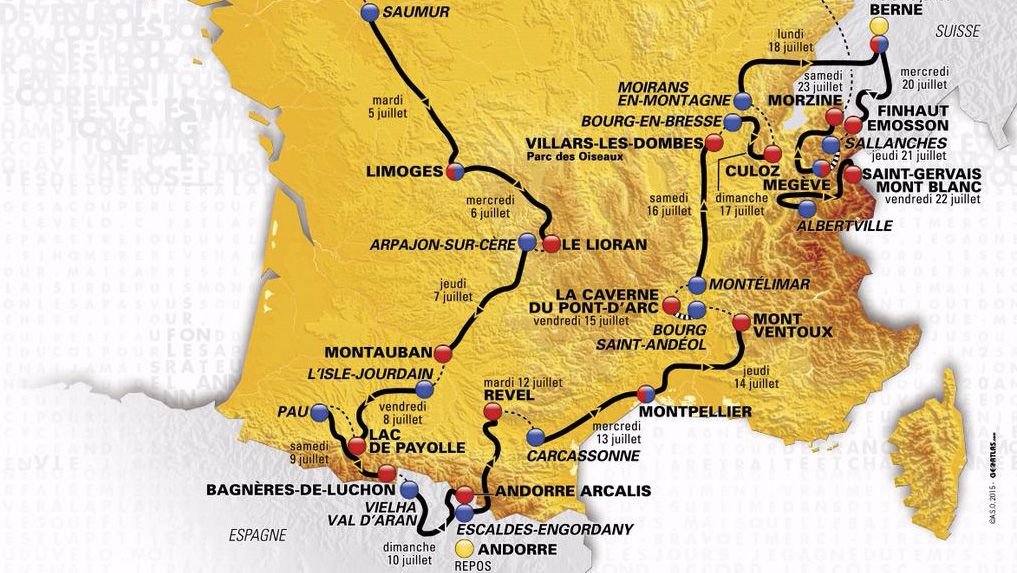 The Pyrenees come before the Alps in the 2016 Tour de France