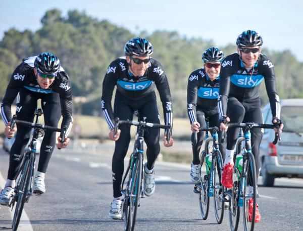 Ian Stannard (far left) gets things started