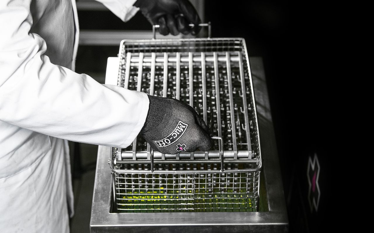 Custom rigs were built to hold the chains during the process