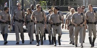 Dax Shepard and Michael Pena with the cast of CHIPs