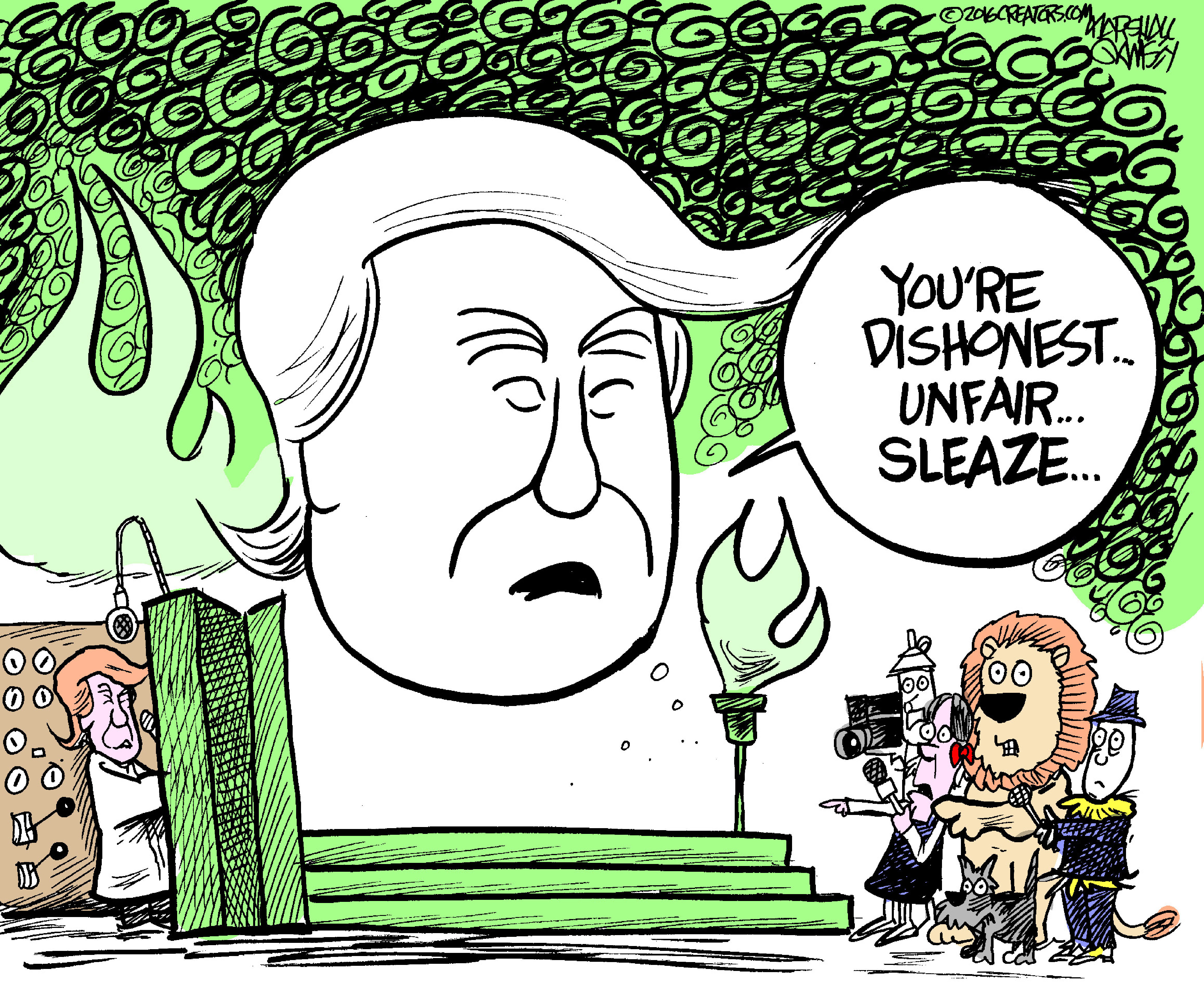 Political Cartoon U.S. Mighty Trump 2016