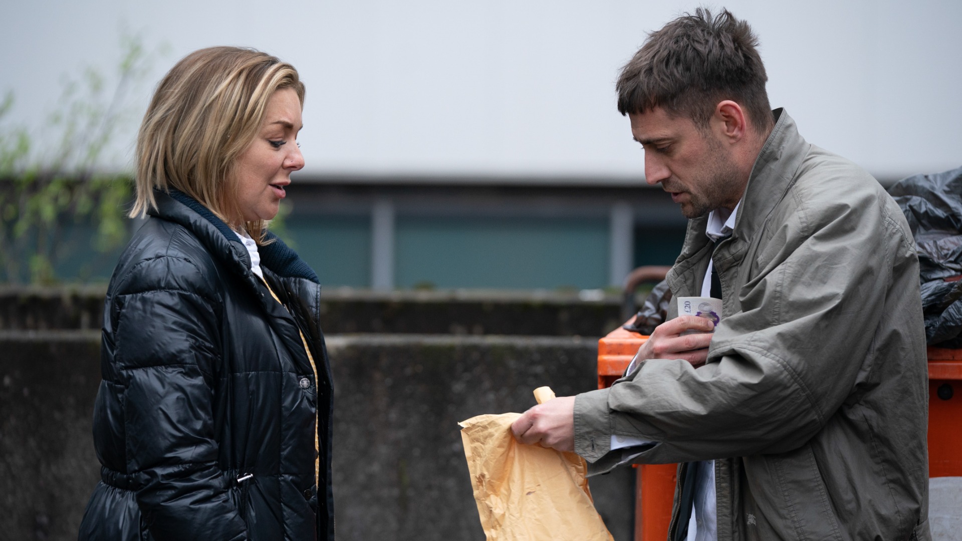 Matty (MICHAEL SOCHA) and Leanne (SHERIDAN SMITH) in The Cage
