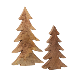 2 Piece Mango Wood Tree Accents Set