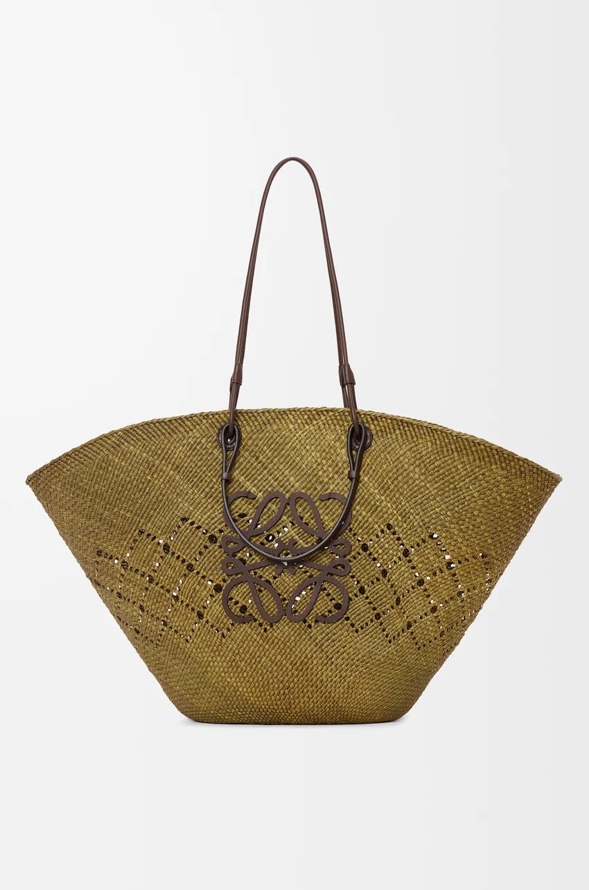 Loewe, Large Anagram Basket Bag in Iraca Palm and Calfskin