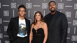 Perri Kiely, Naomi Courts and Jordan Banjo attend an exclusive party celebrating the new partnership between global sports streaming service DAZN and Matchroom Boxing at German Gymnasium on July 27, 2021 in London