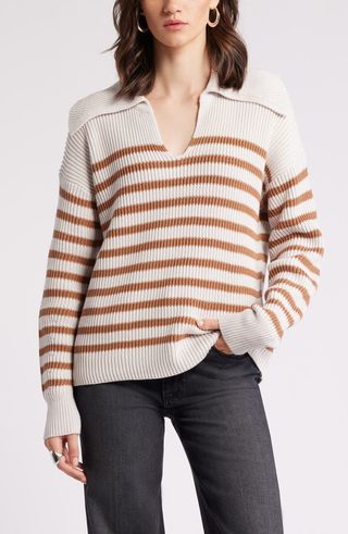 Stripe Long Sleeve Cotton Sweater