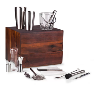 Cocktail kit in a wooden box
