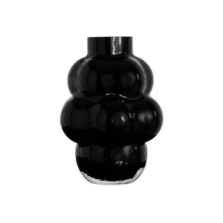 A black balloon shaped vase