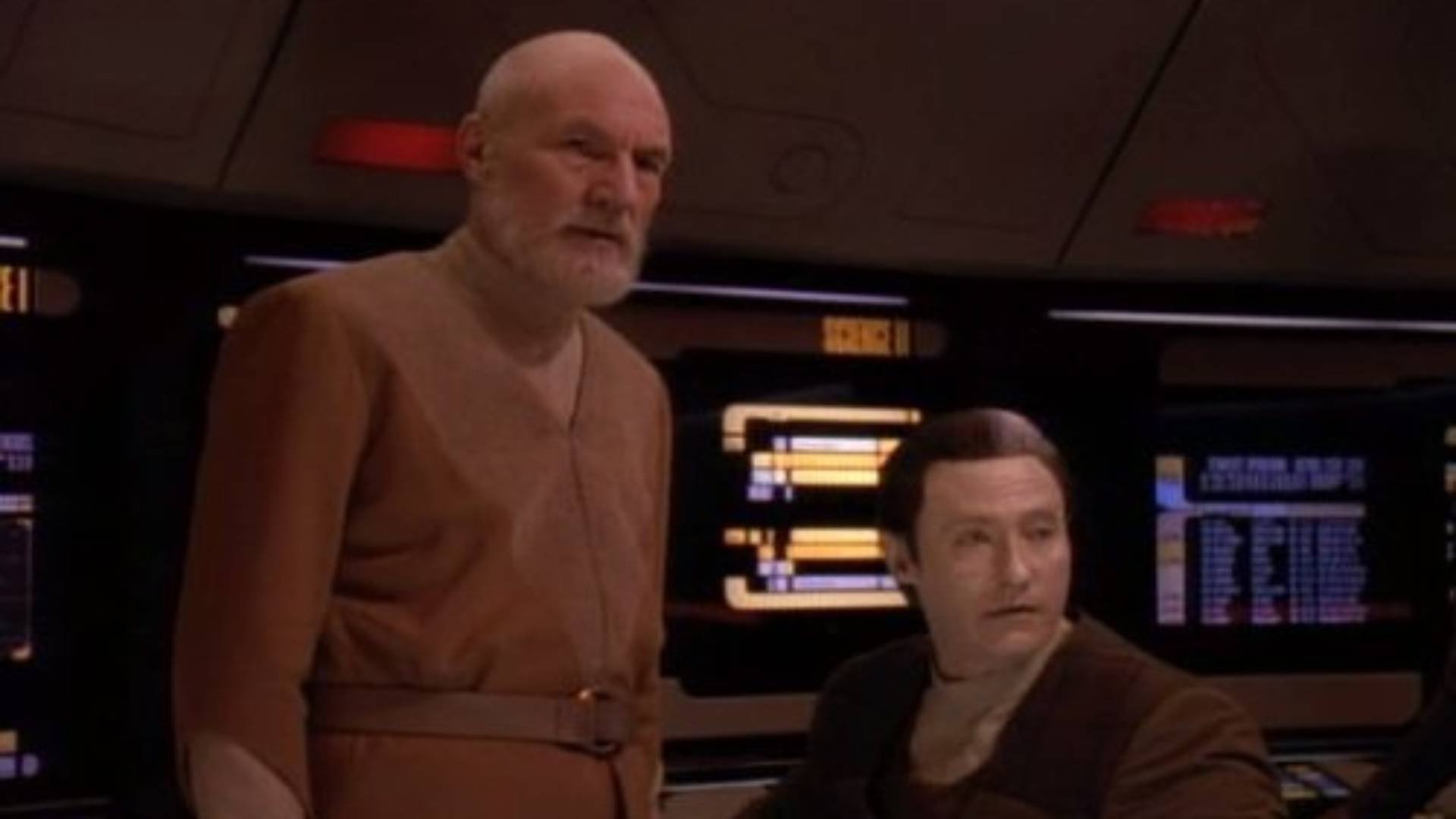Patrick Stewart and Brent Spiner in Star Trek: The Next Generation