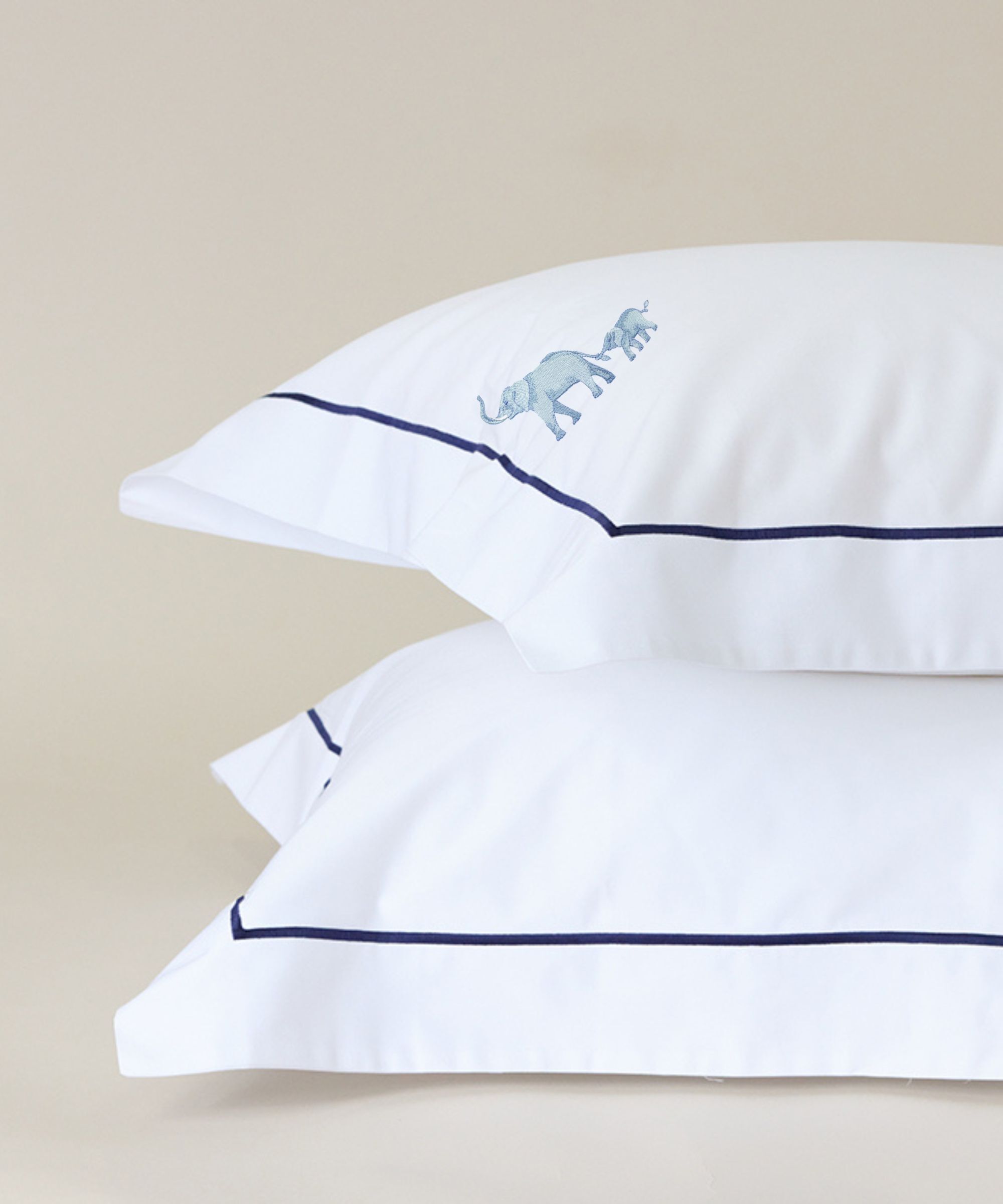 White bedding with elephant motif