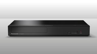 Panasonic DP-UB150EB Blu-ray player on a grey background