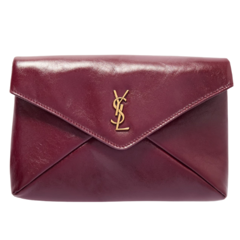 SAINT LAURENT Cassandre large glossed-leather clutch