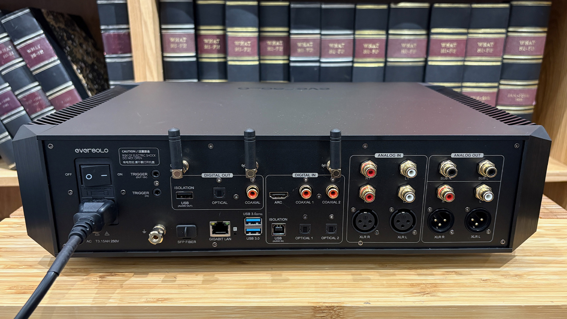 Eversolo DMP-A10 streaming amplifier rear of unit showing connections