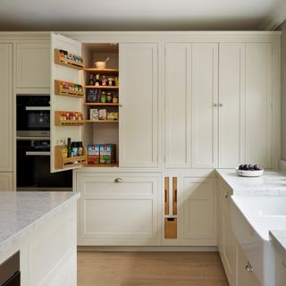 kitchen with white cupboard white counter