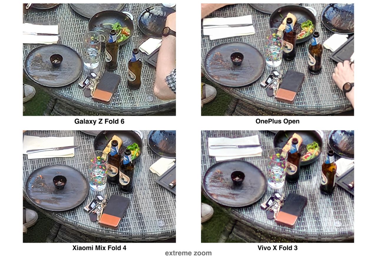 Photos captured on the Samsung Galaxy Z Fold 6, OnePlus Open, Xiaomi Mix Fold 4 and Vivo X Fold 3 Pro