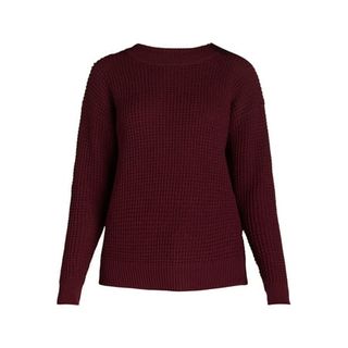 Time and Tru Women's and Women's Plus Waffle Stitch Sweater With Long Sleeves, Midweight, Sizes Xs-4x