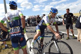 Simon Yates and Michael Matthews after a crash on stage three of the 2015 Tour de France (Watson)