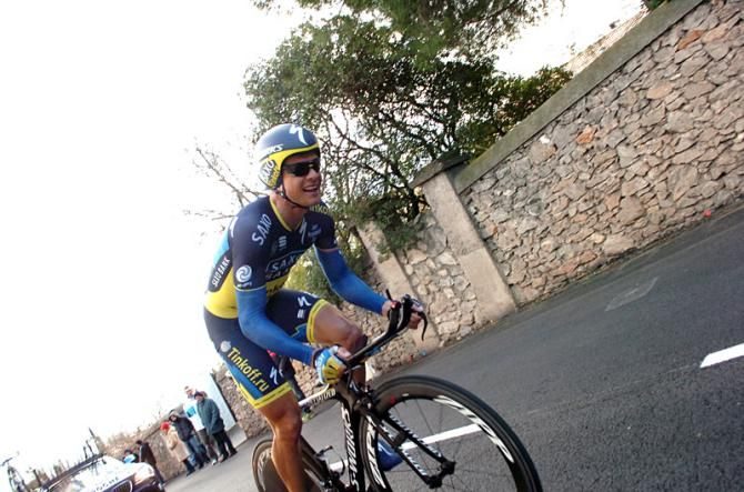 Nicolas Roche (Team Saxo-Tinkoff) en route to an 8th place time trial result.
