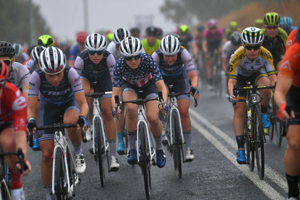 Trek-Segafredo pile on the pressure during the 2020 women’s Cadel Evans Great Ocean Road Race in Australia in February