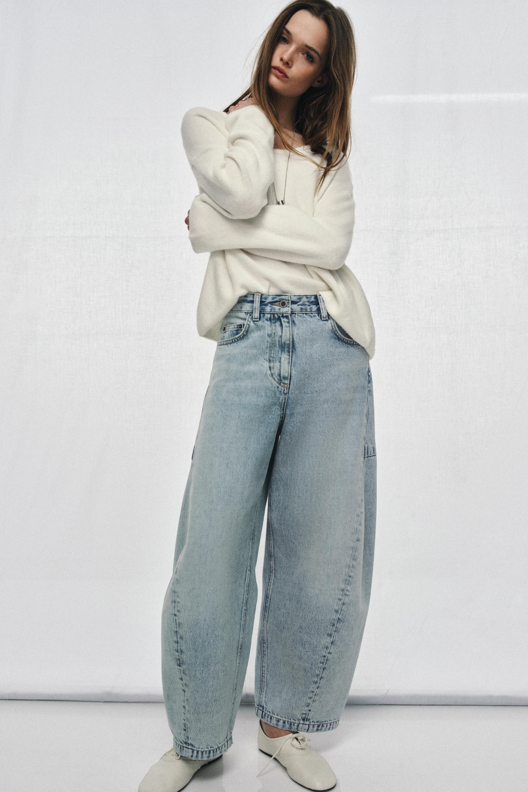 Zw Collection Mid-Rise Ankle Balloon Jeans