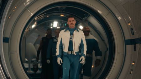 Pedro Pascal as Reed Richards with the Fantastic Four and Thor in Avengers: Doomsday