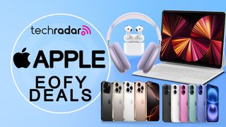 Apple EOFY Sales image with the iPhone 16 family, iPad Pro and AirPods Max