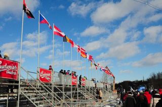 The flags of the nations taking part in the 2010 Cyclo-cross World Championships in Tabor, Czech Republic