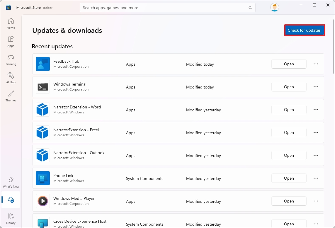 Microsoft Store download app updates