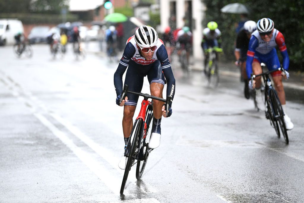 VARESE ITALY OCTOBER 05 Vincenzo Nibali of Italy and Team Trek Segafredo competes during the 100th Tre Valli Varesine a 1967km race from Busto Arsizio to Varese 377m AlfredoBindaVa on October 05 2021 in Varese Italy Photo by Tim de WaeleGetty Images