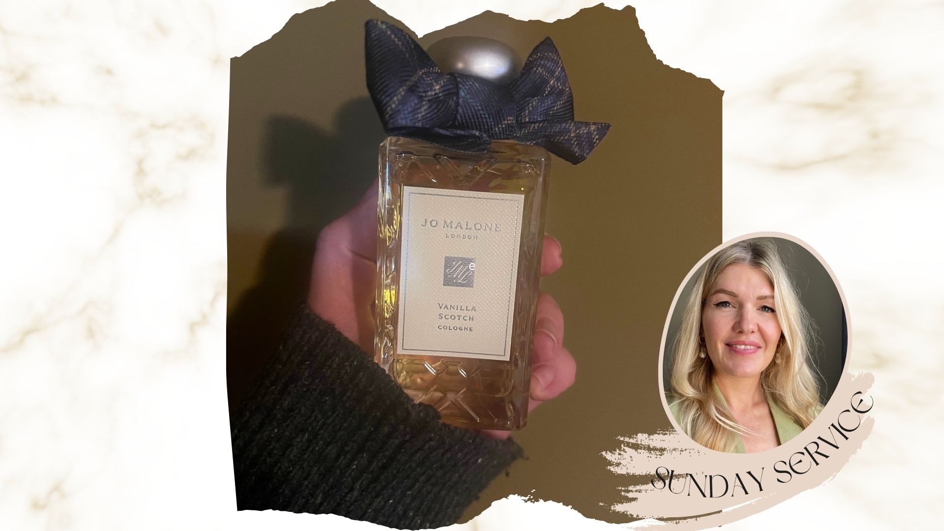 A hand holding a bottle of Jo Malone London Vanilla Scotch eau de cologne 