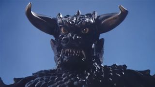 A close up of the monster in Pulgasari