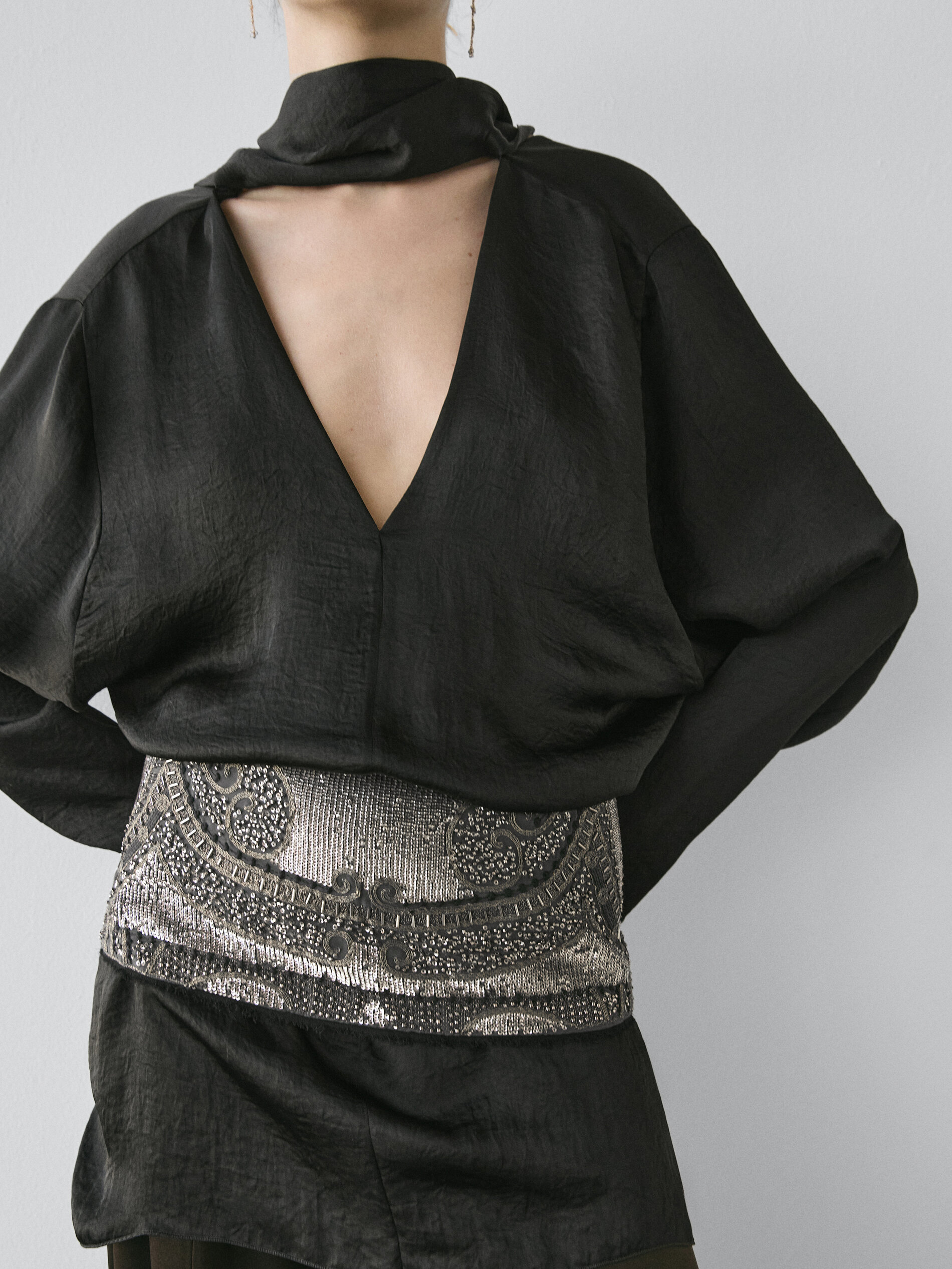 Sash Belt With Embroidered Details - Studio