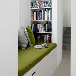 cosy reading place with books