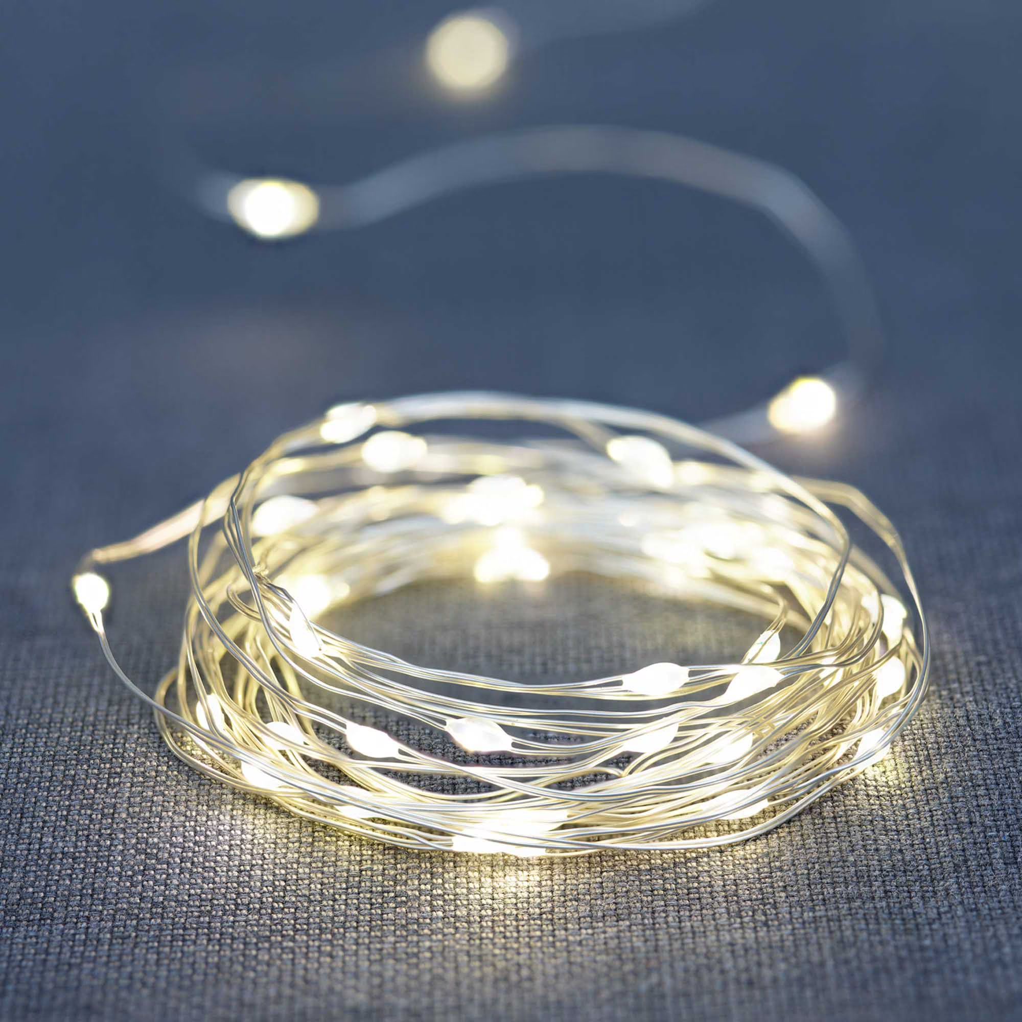 Mainstays Battery-Operated Indoor 50-Count LED Warm White Wire Lights