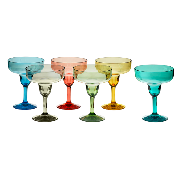 DuraClear® Tritan Outdoor Multicolored Margarita Glasses, Set of 6