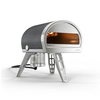 A steel pizza oven