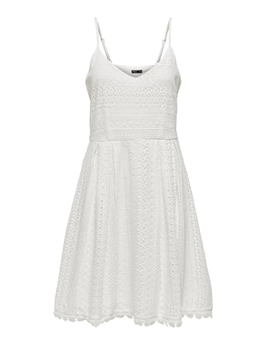 Only Womens Onlhelena Lace S/l Short Wvn Dress, White, 6 Uk