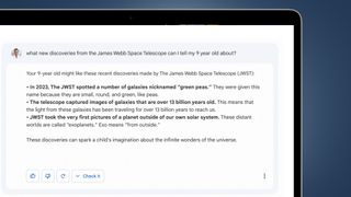 Der Google Bard Chatbot bei der Beantwortung einer Frage auf einem Computerbildschirm