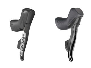 Image shows SRAM Red shifter and SRAM Rival shifter