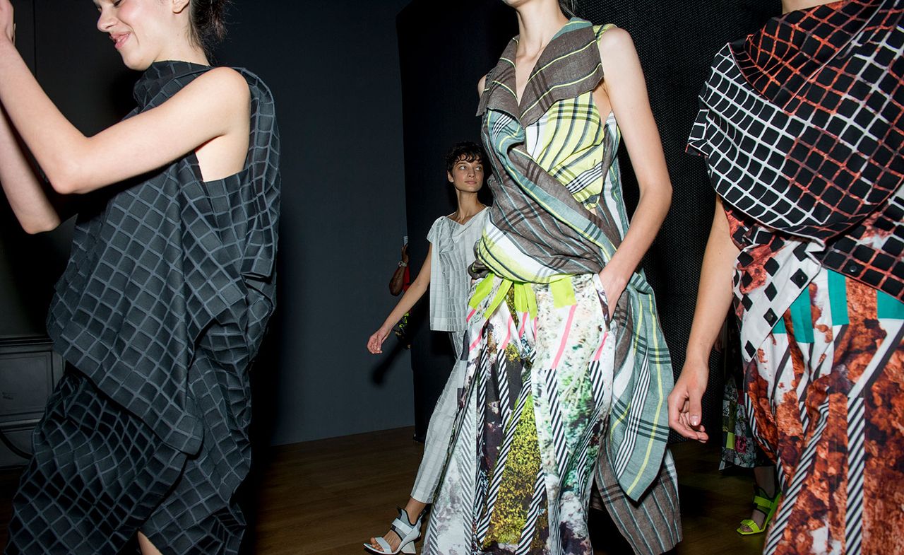 Models wearing colorful dress