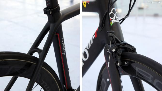 One of the defining features of the Colnago V1-r is the direct-mount brake interface. The rear brake has also been moved down below the chain stays, all in the name of better aerodynamics and improved braking performance